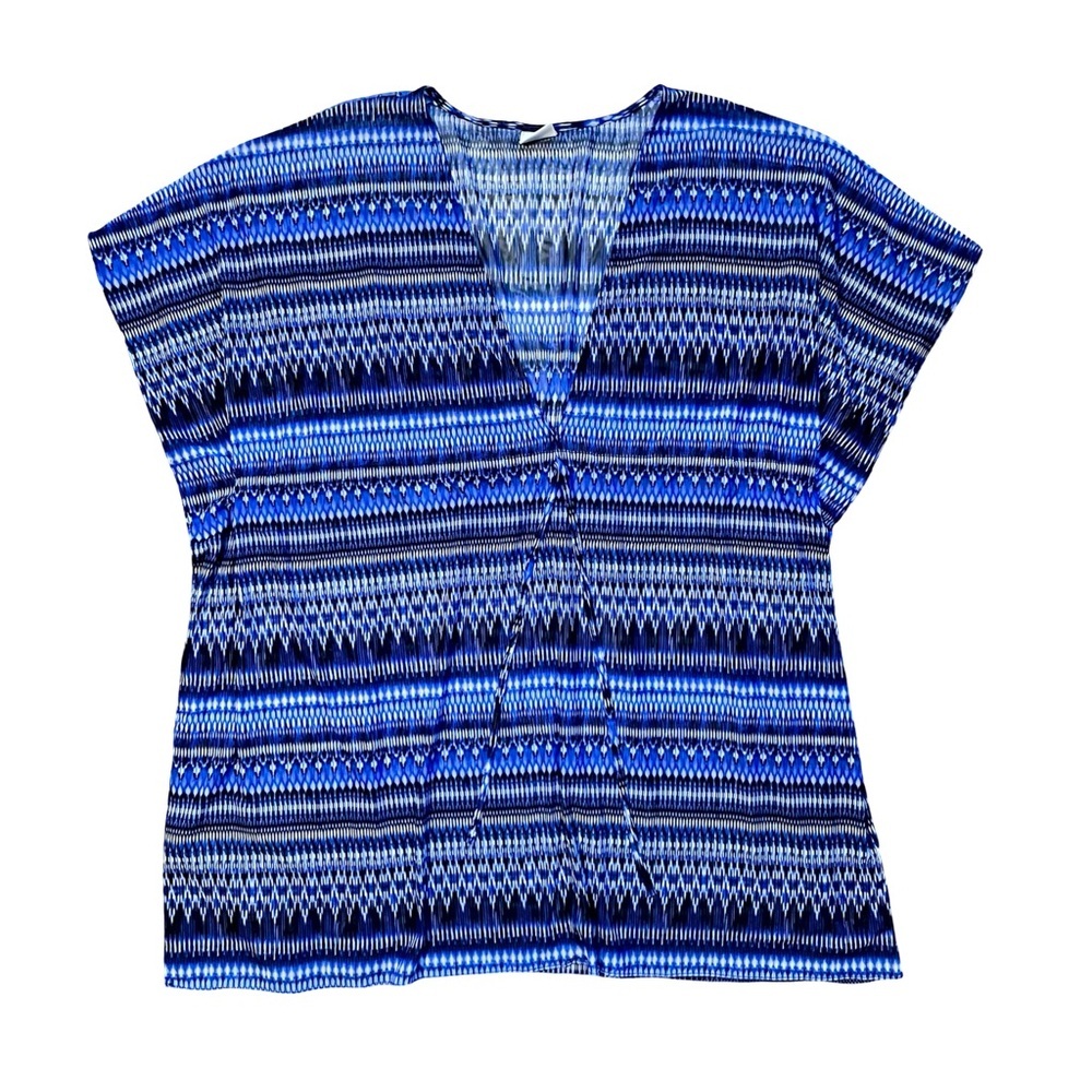 Profile by Gottex Batwing Blue Aztec Swim Coverup Size 2X - Picture 2 of 4